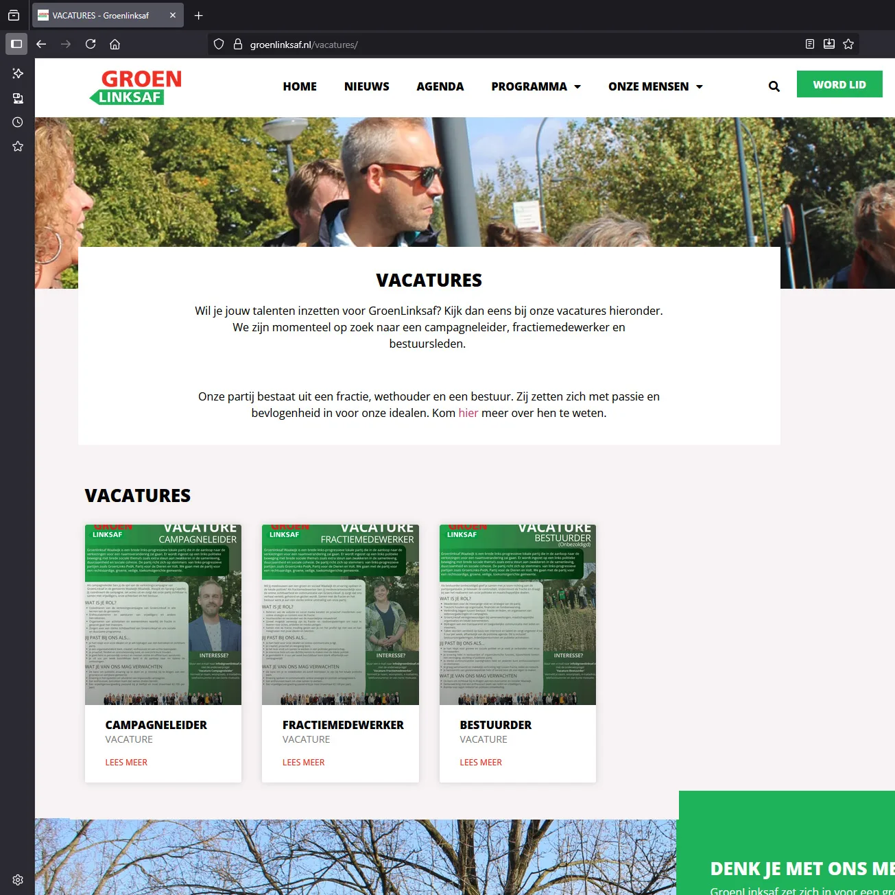 Vacatures op Website GroenLinksaf